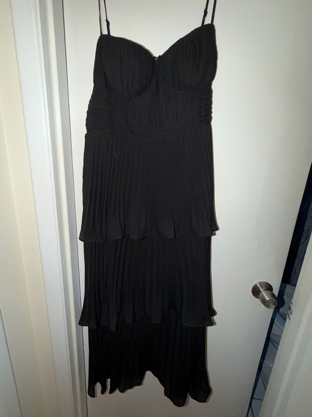 Lulus Cascading Crush Black Tiered Bustier Midi Dress - Size XXL - Picture 2 of 3